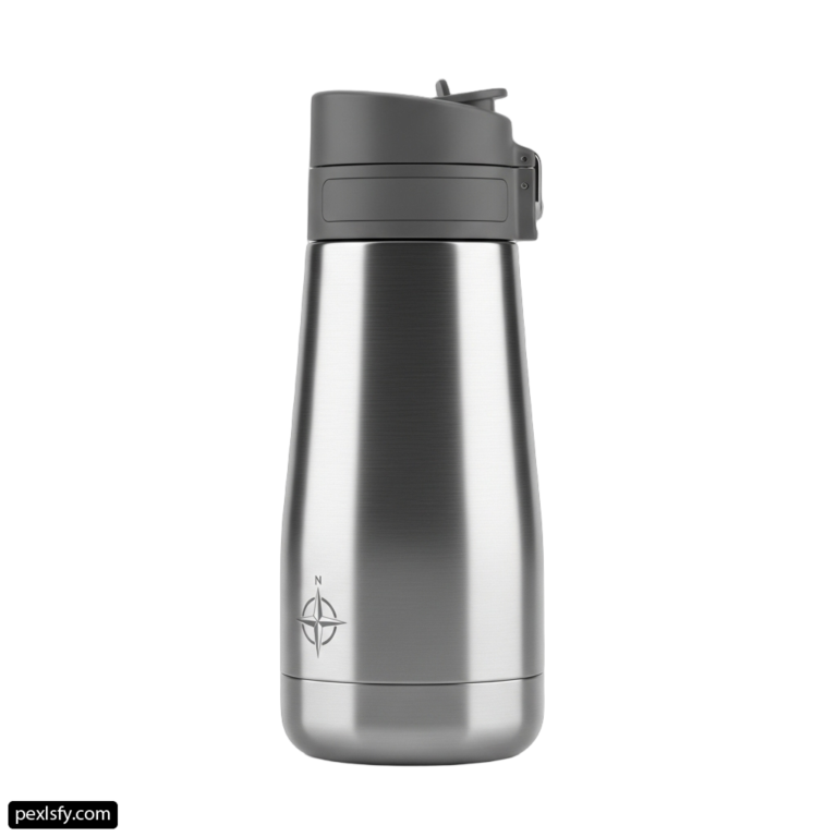 Stainless steel water bottle on a white background png transparent background