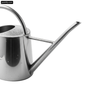 Stainless steel watering can on a white background png transparent background