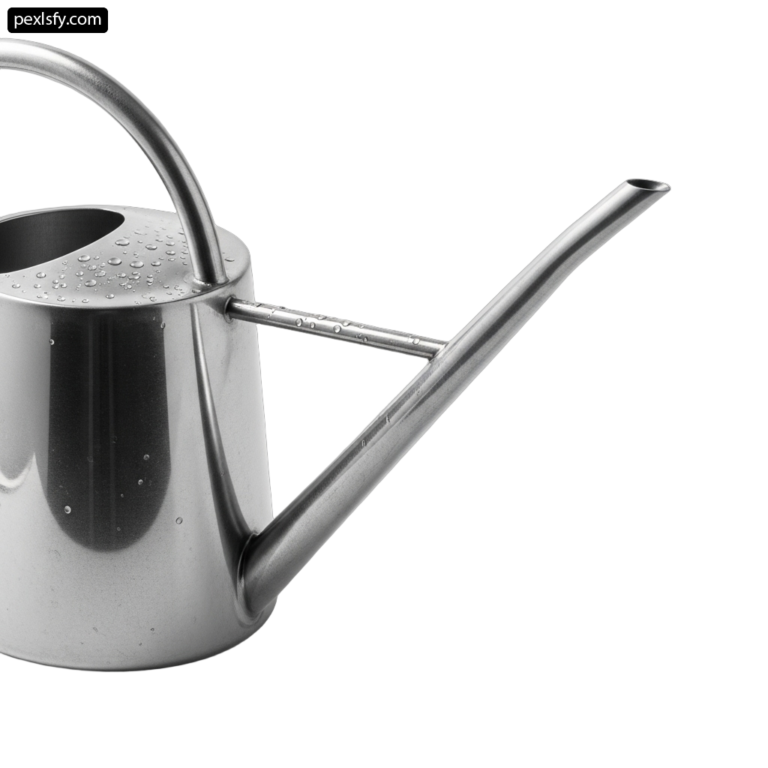 Stainless steel watering can on a white background png transparent background