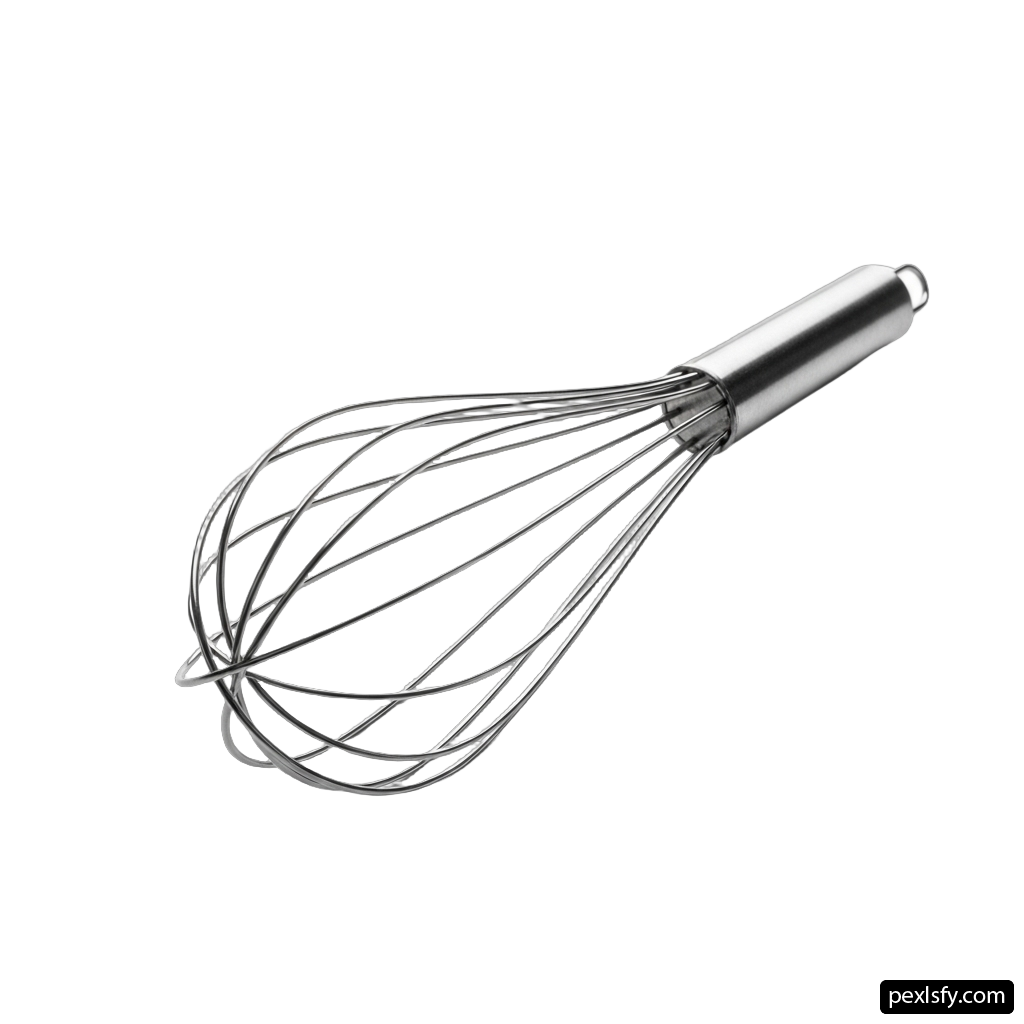 Stainless steel whisk on a white background png transparent background
