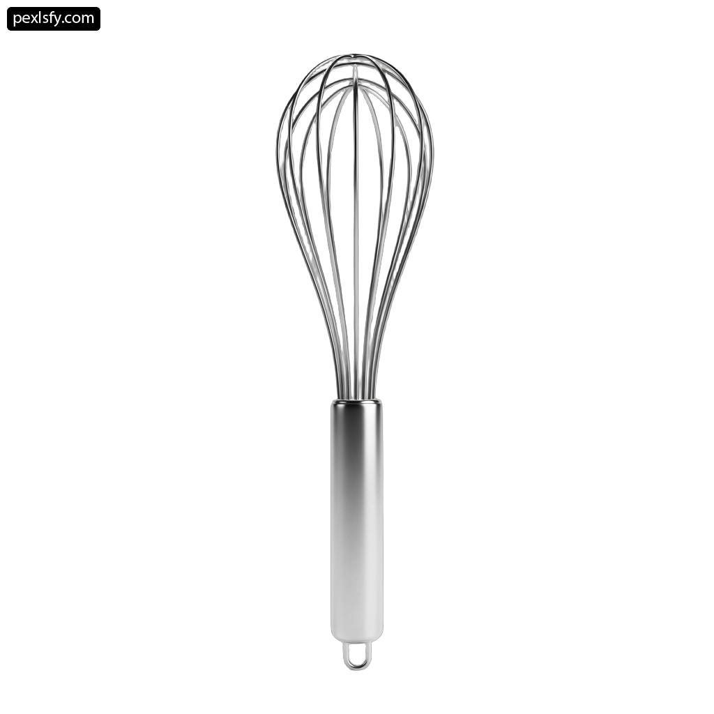 Stainless steel whisk on a white background png transparent background