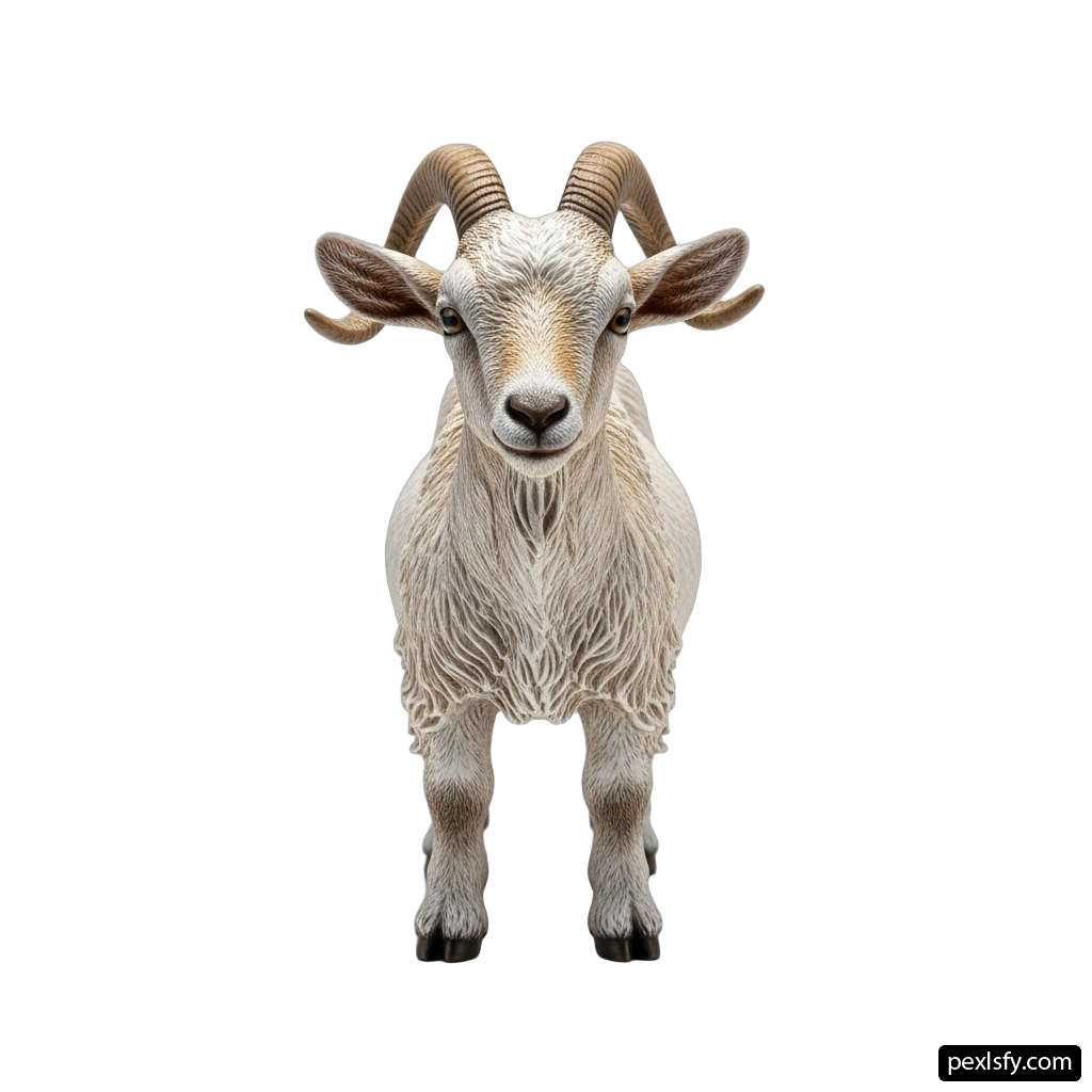 Statue of a goat standing on a white background png transparent background