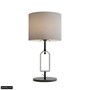 Table lamp with a beige shade on it png transparent background