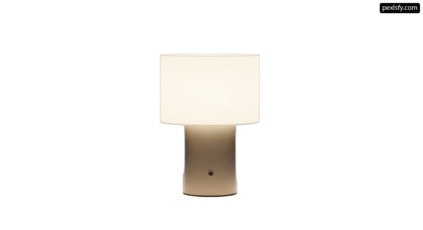 Table lamp with a white shade on it png transparent background