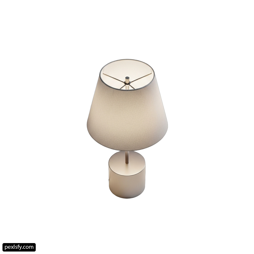 Table lamp with a white shade on a white background png transparent background