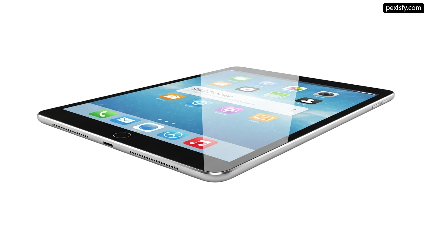 Tablet with a glass screen on a white background png transparent background