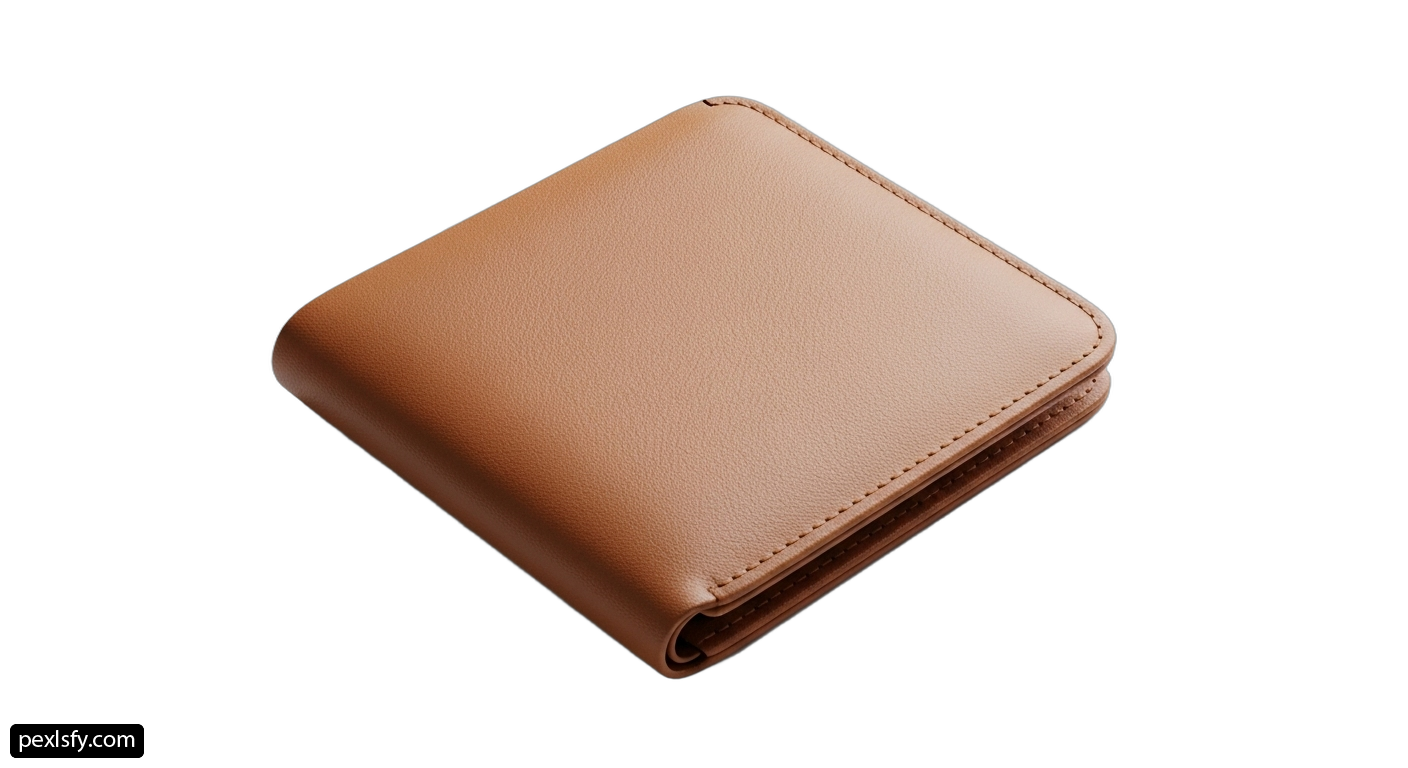Tan leather wallet on a white background png transparent background
