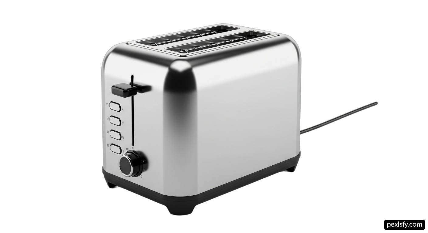 Toaster with four slices of bread on it png transparent background