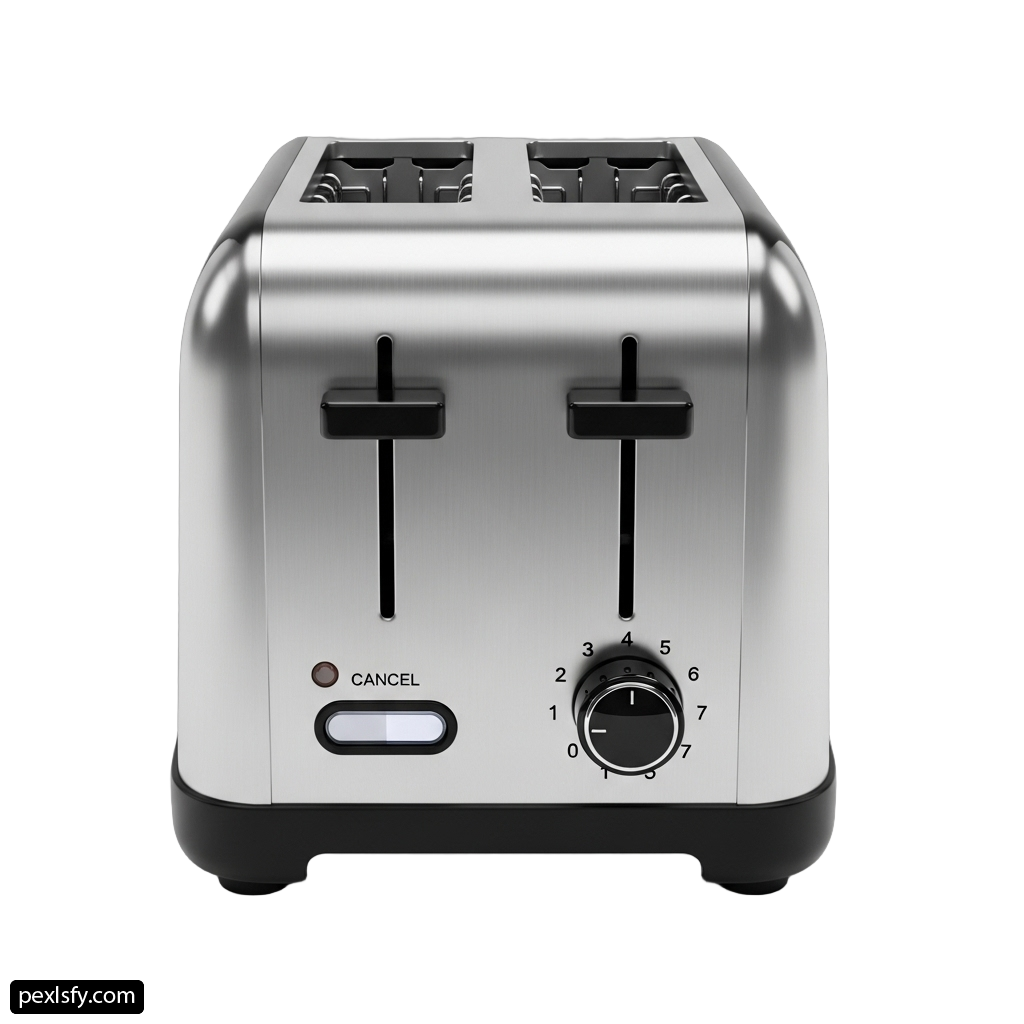 Toaster with four slices of bread on it png transparent background