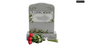 Tombstone with a red rose on top of it png transparent background