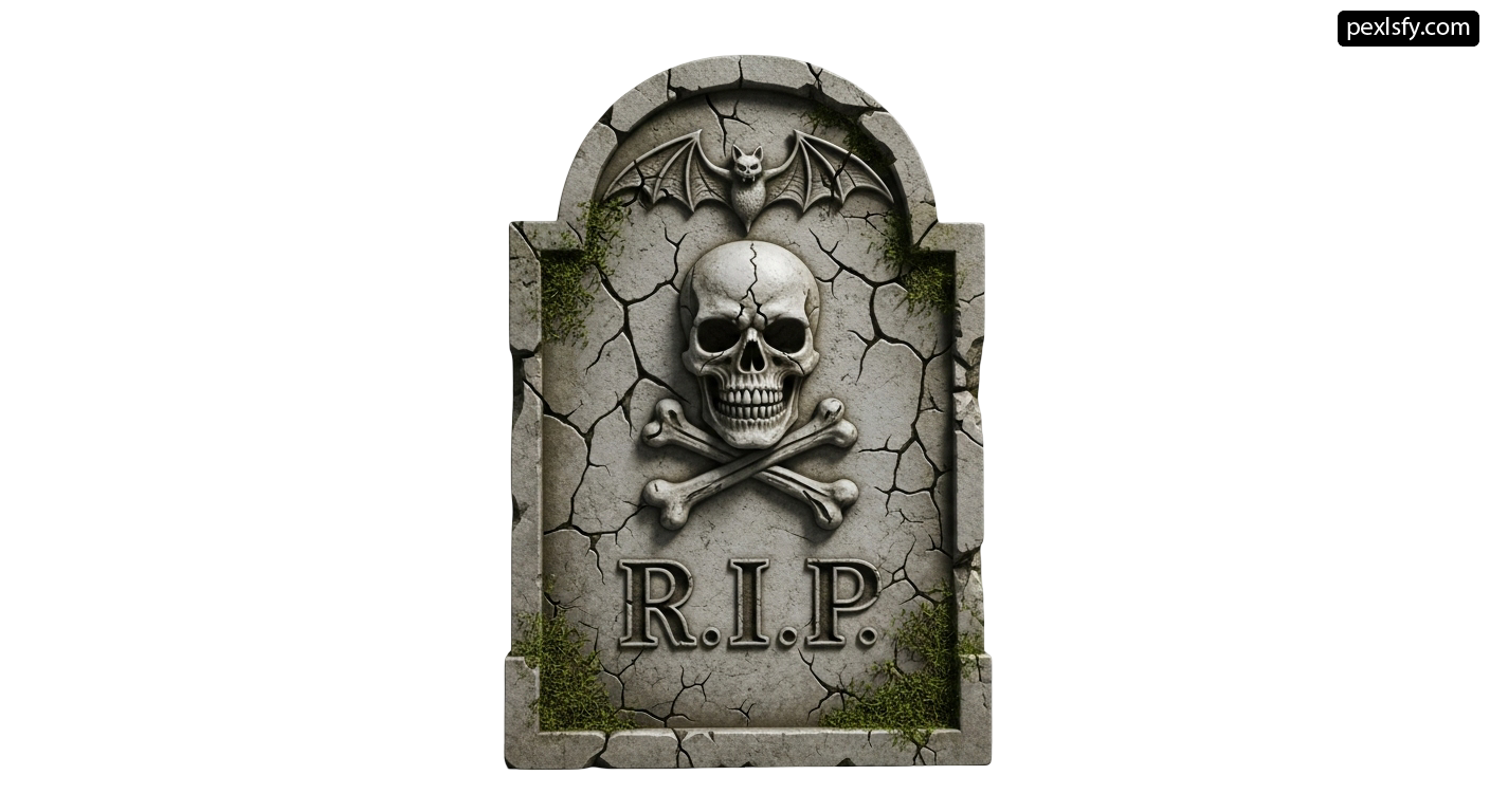 Tombstone with a skull and crossbones on it png transparent background