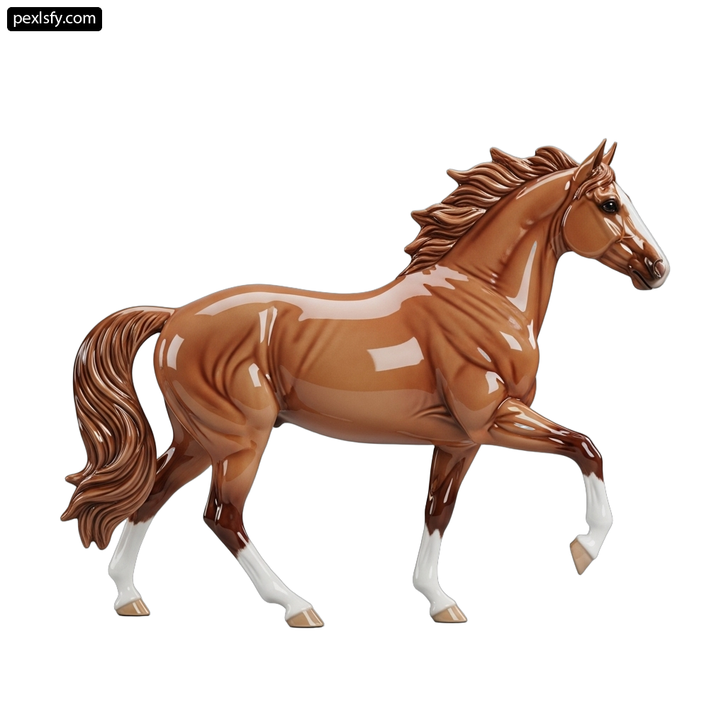 Toy horse is running on a white background png transparent background