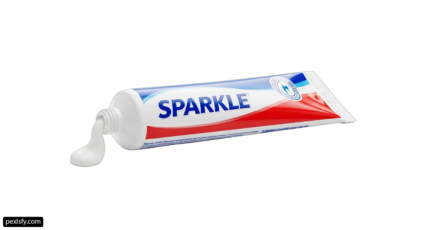 Tube of sparkle toothpaste on a white background png transparent background