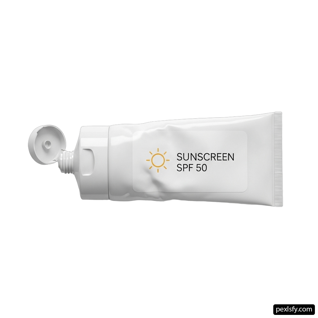 Tube of sunscreen on a white background png transparent background