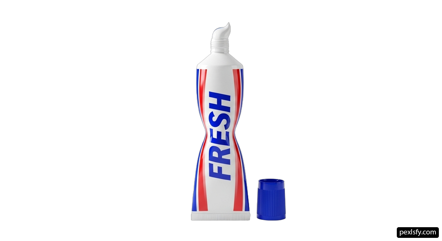 Tube of toothpaste sitting on top of a white surface png transparent background