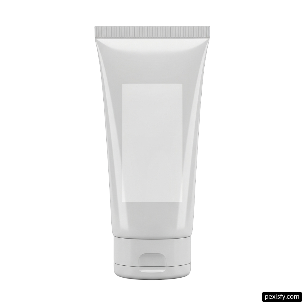 Tube of white cream on a white background png transparent background