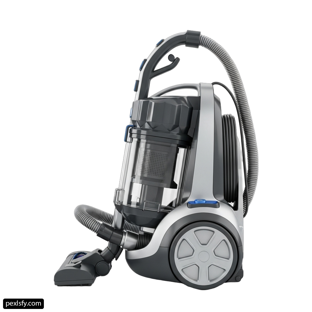 Vacuum cleaner is shown on a white background png transparent background