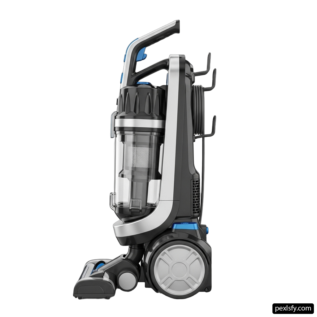 Vacuum cleaner is shown on a white background png transparent background