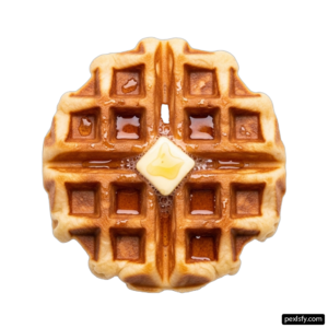 Waffle with a slice of butter on top of it png transparent background