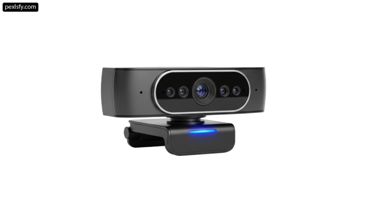 Webcam on a white background with a blue light png transparent background