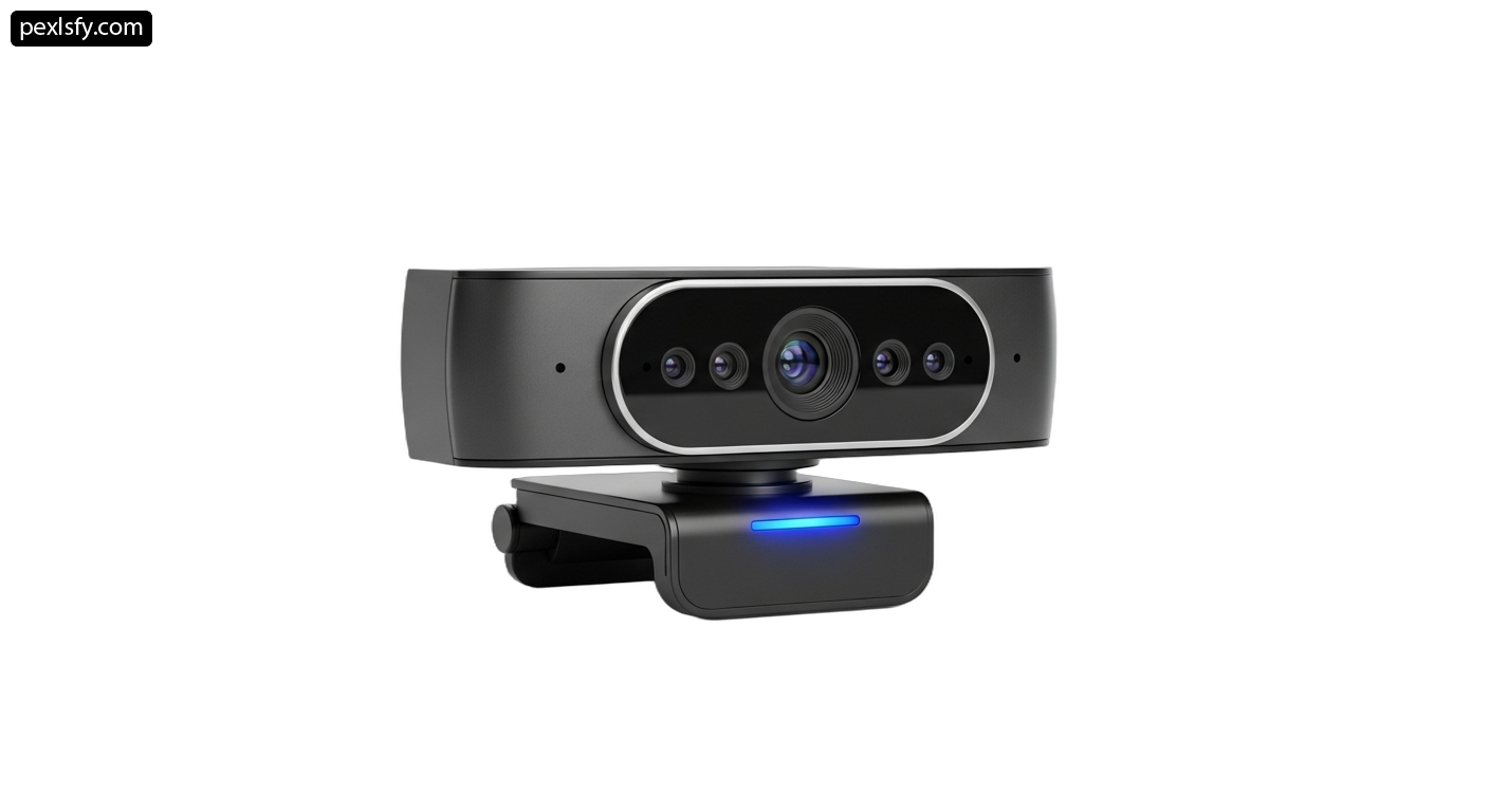 Webcam on a white background with a blue light png transparent background