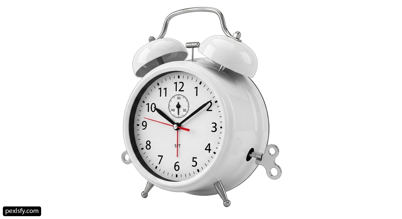 White alarm clock on a white background png transparent background