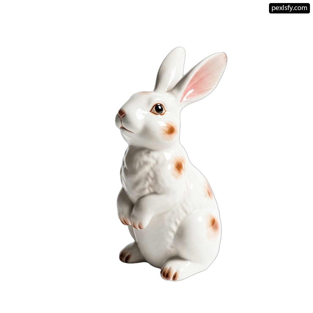 White and brown rabbit sitting on its hind legs png transparent background