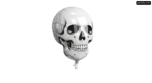 White balloon with a skull on it png transparent background