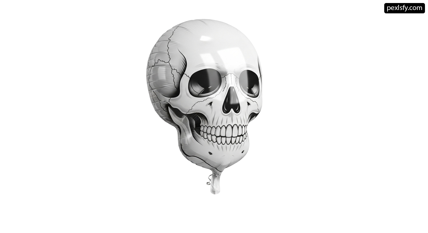 White balloon with a skull on it png transparent background