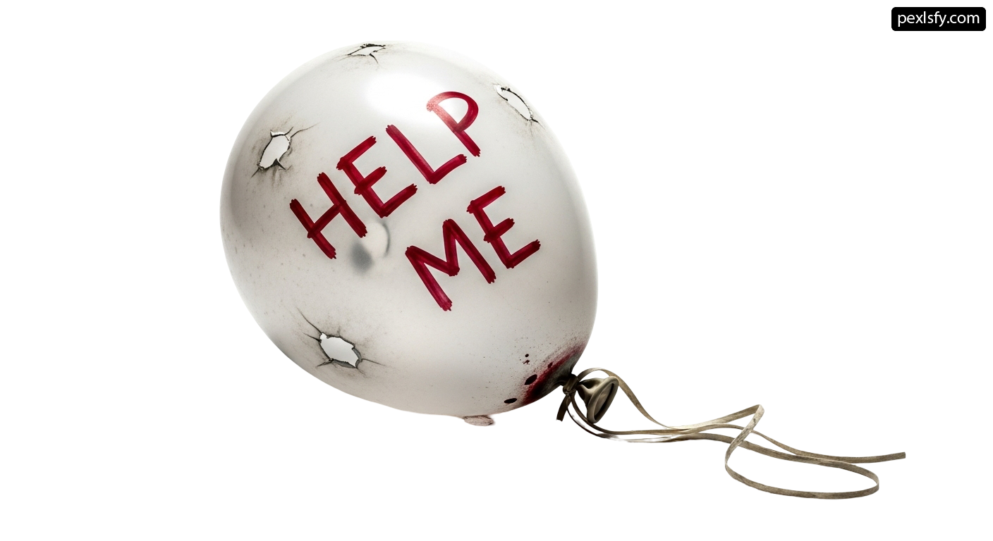 White balloon with the words help me written on it png transparent background