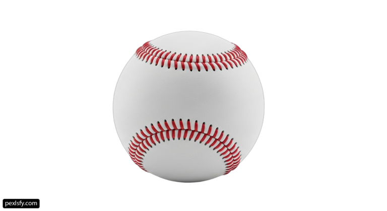 White baseball with red stitching on a white background png transparent background