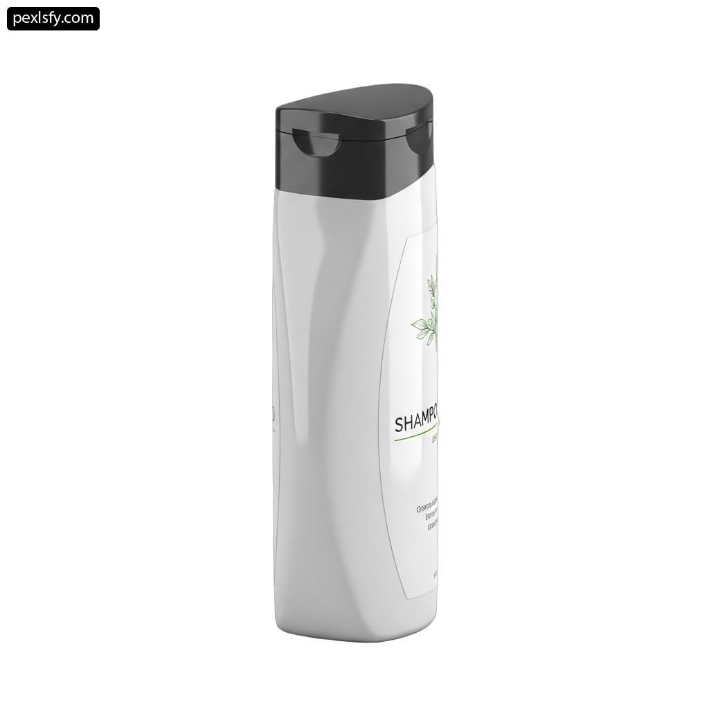 White bottle with a black lid sitting on a white surface png transparent background