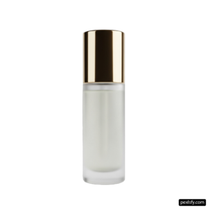 White bottle with a gold cap on a white background png transparent background