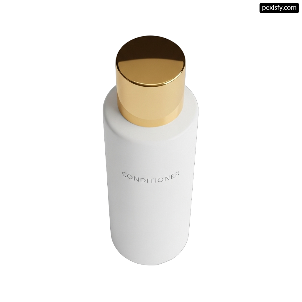 White bottle with a gold lid on a white background png transparent background