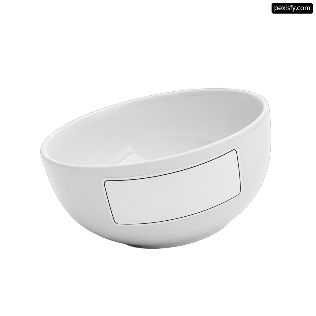 White bowl with a black stripe on the side png transparent background