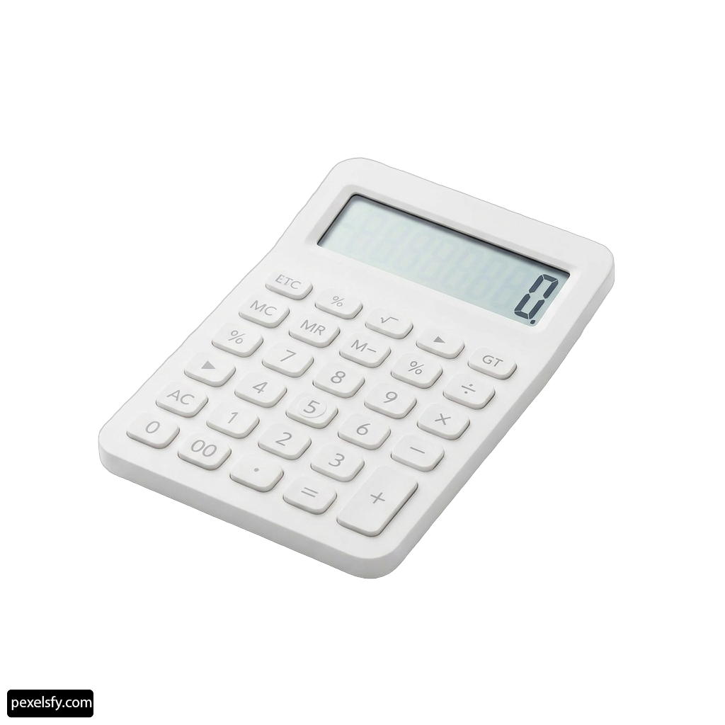 White calculator on a white background png transparent background