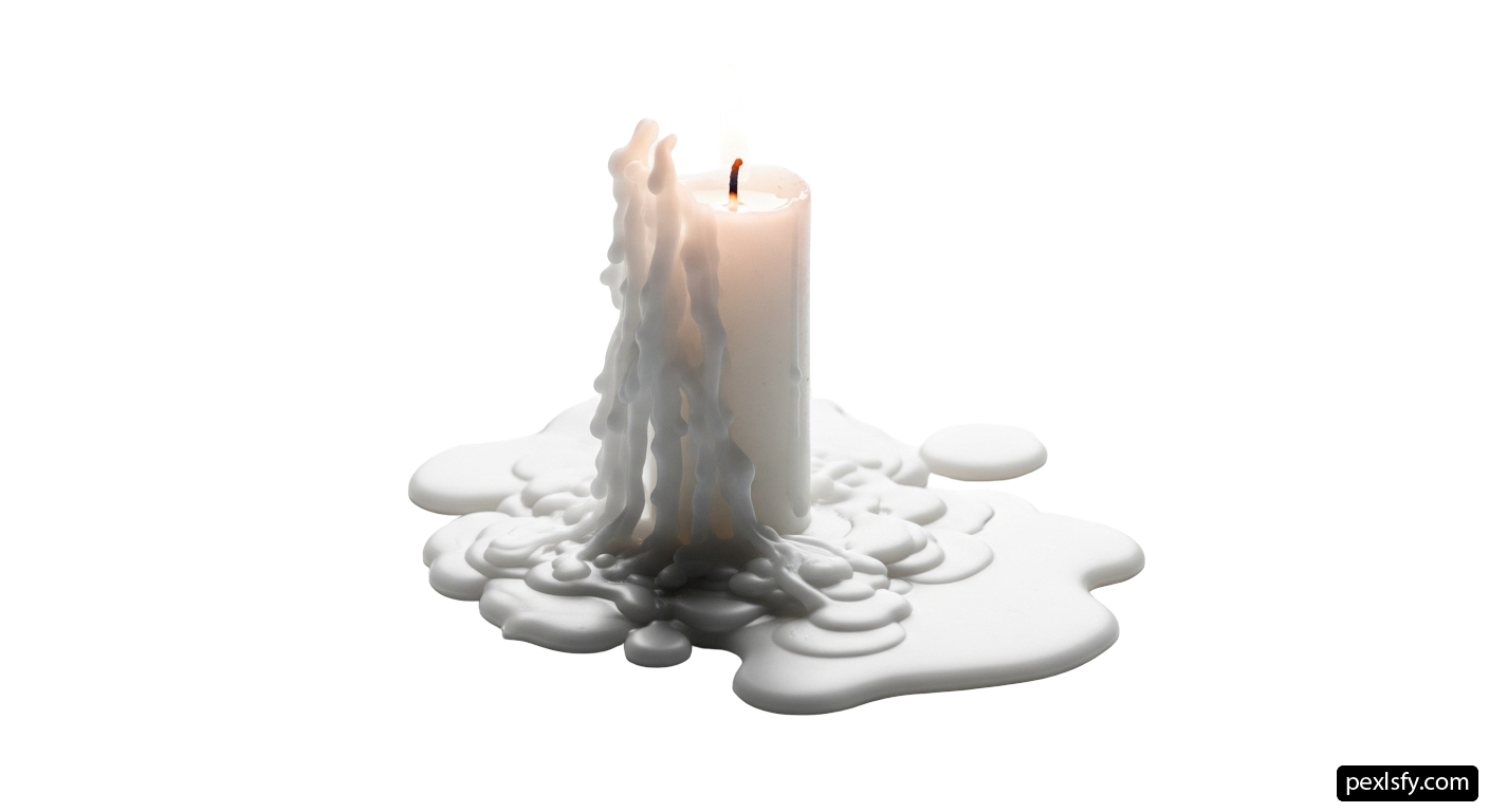 White candle sitting on top of a white surface png transparent background