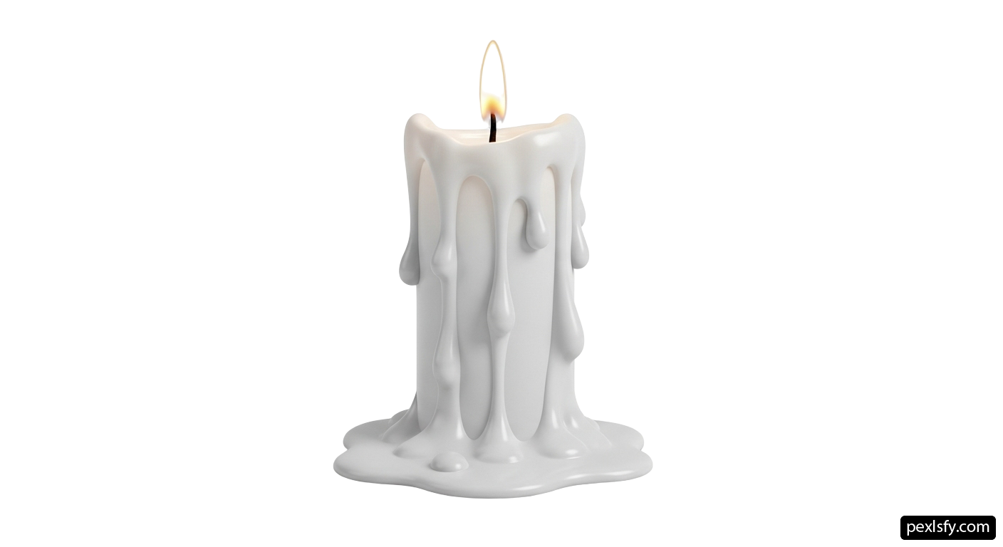 White candle with a flame coming out of it png transparent background