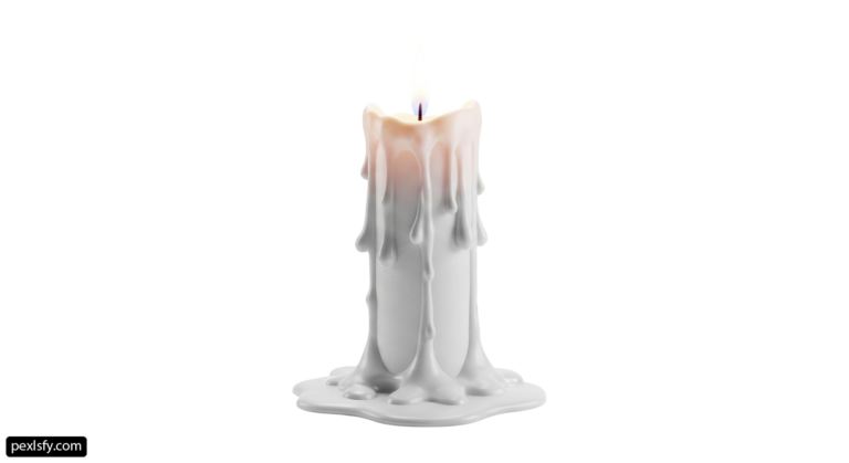 White candle with dripping paint on it png transparent background