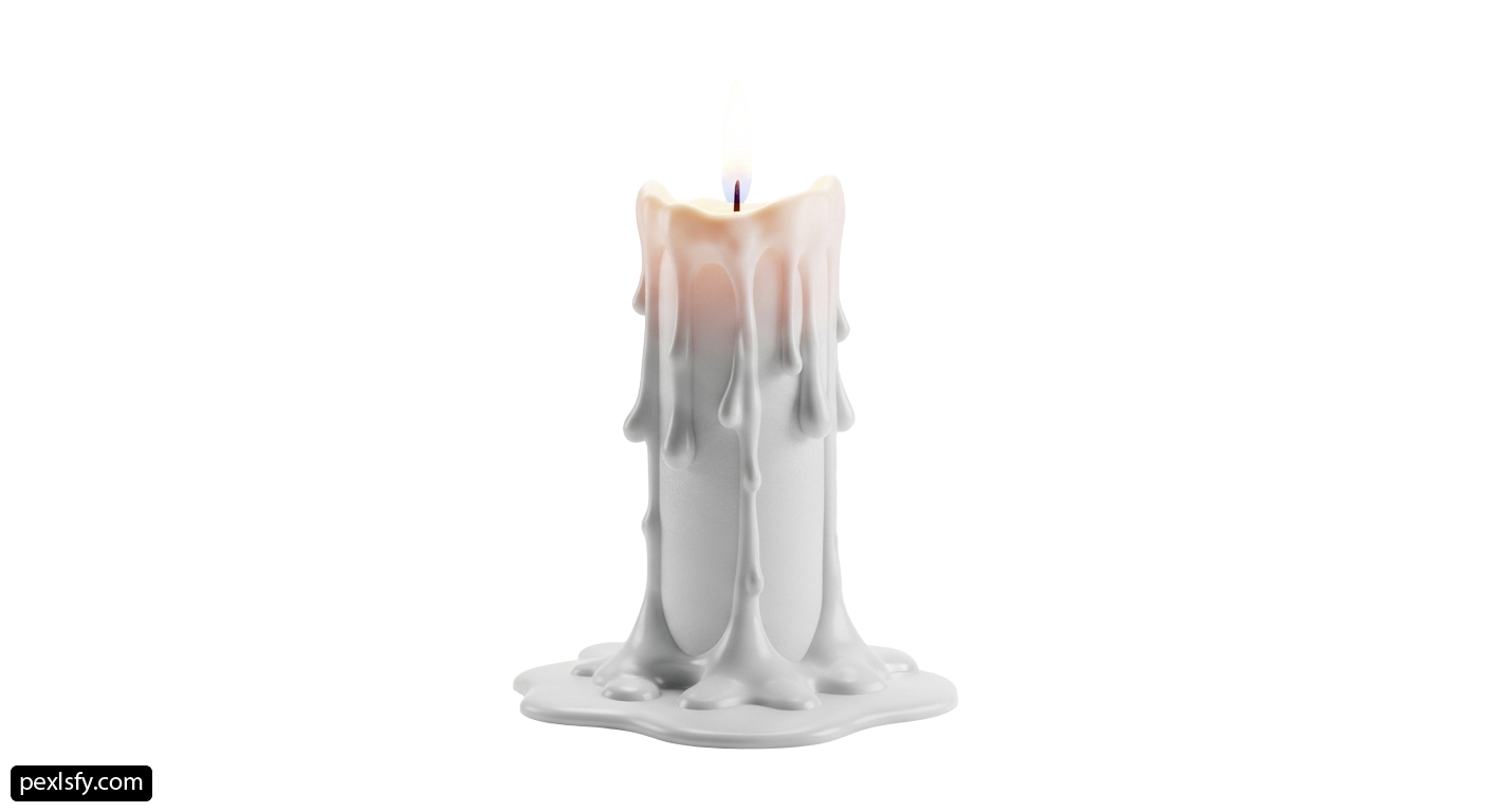 White candle with dripping paint on it png transparent background