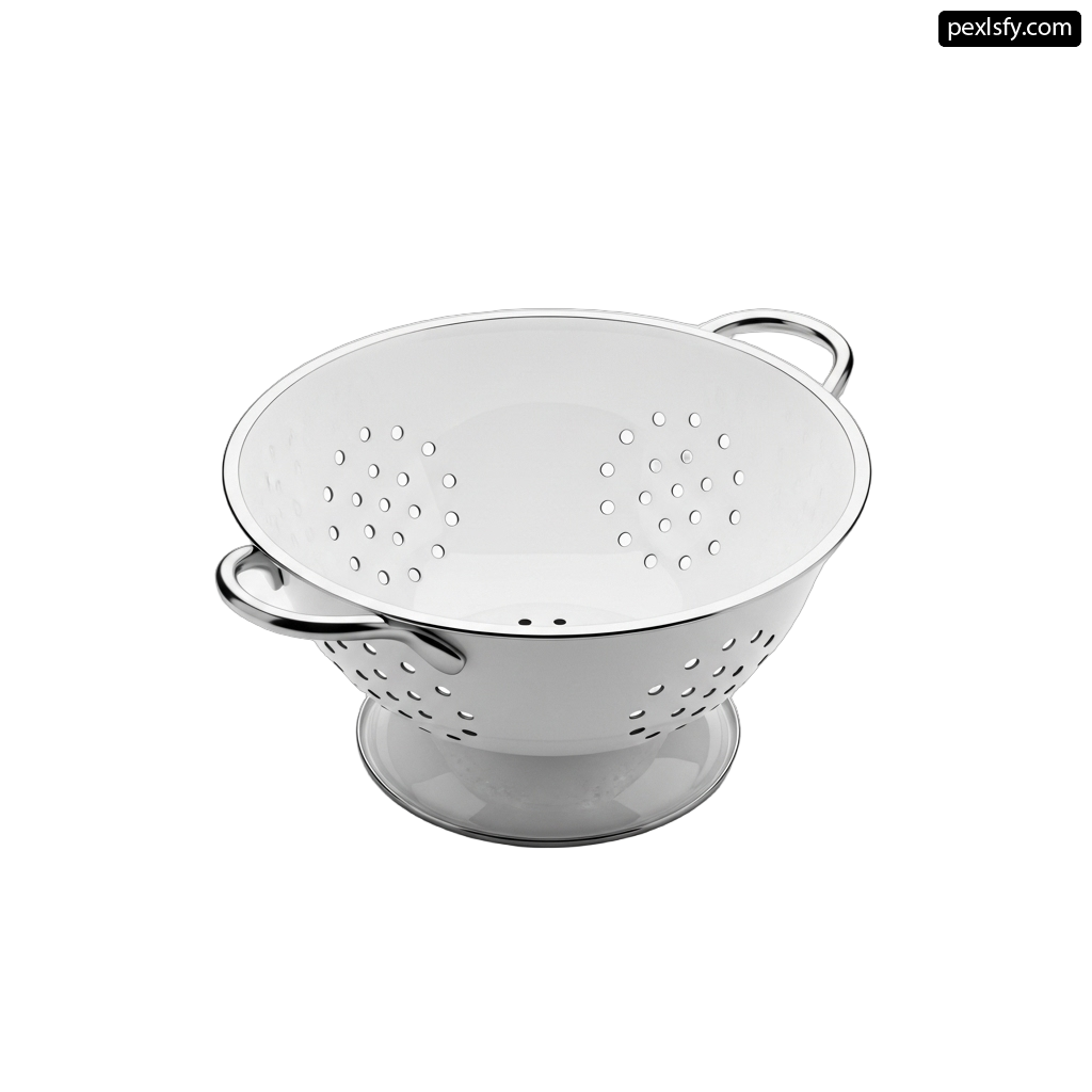 White colander on a white background png transparent background