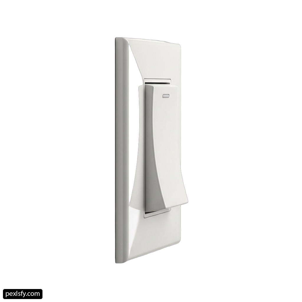 White door handle on a white wall png transparent background