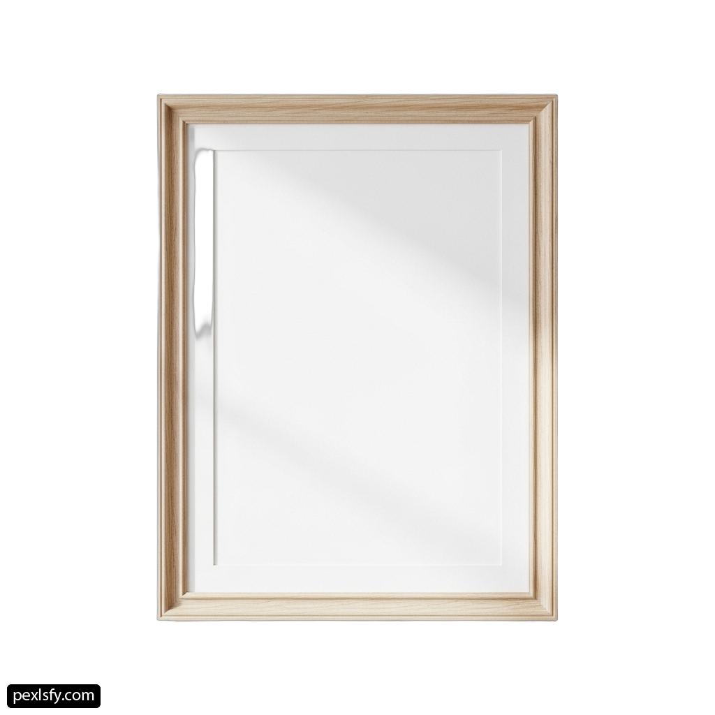 White framed mirror on a white background png transparent background