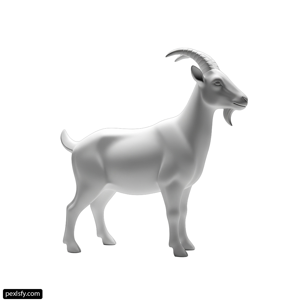 White goat standing on a white background png transparent background