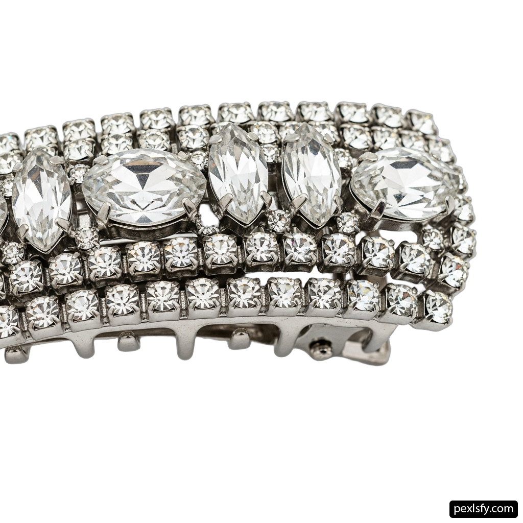White gold and diamond bracelet on a white background png transparent background