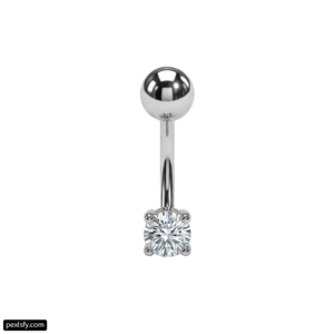 White gold belly piercing with a single diamond png transparent background