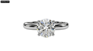 White gold engagement ring with a round brilliant cut diamond png transparent background