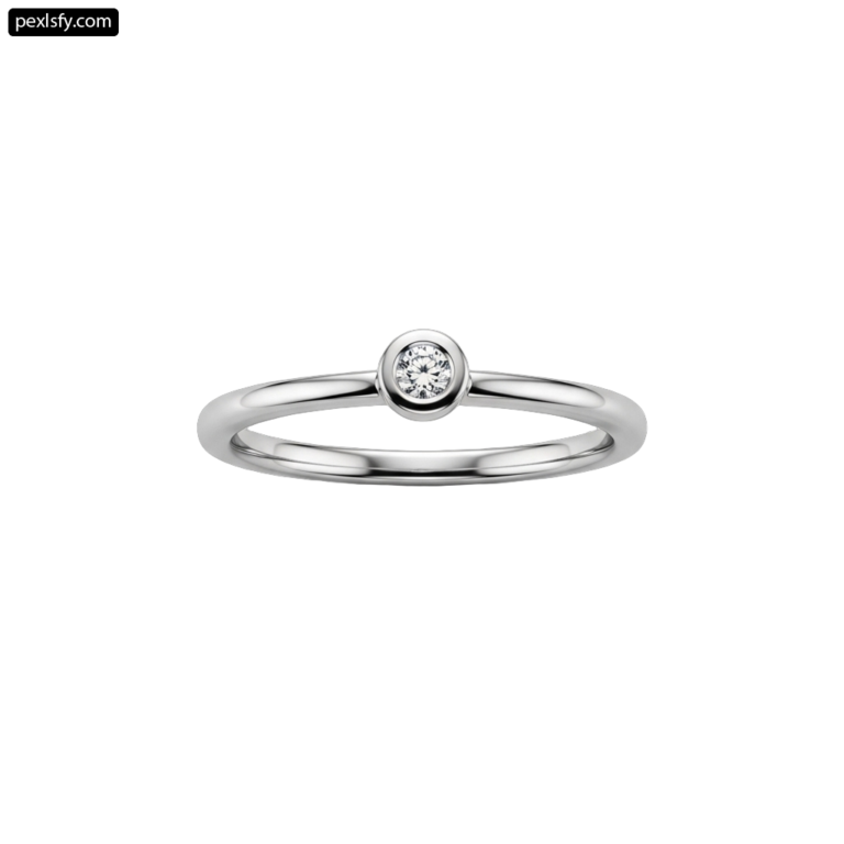 White gold ring with a single diamond png transparent background