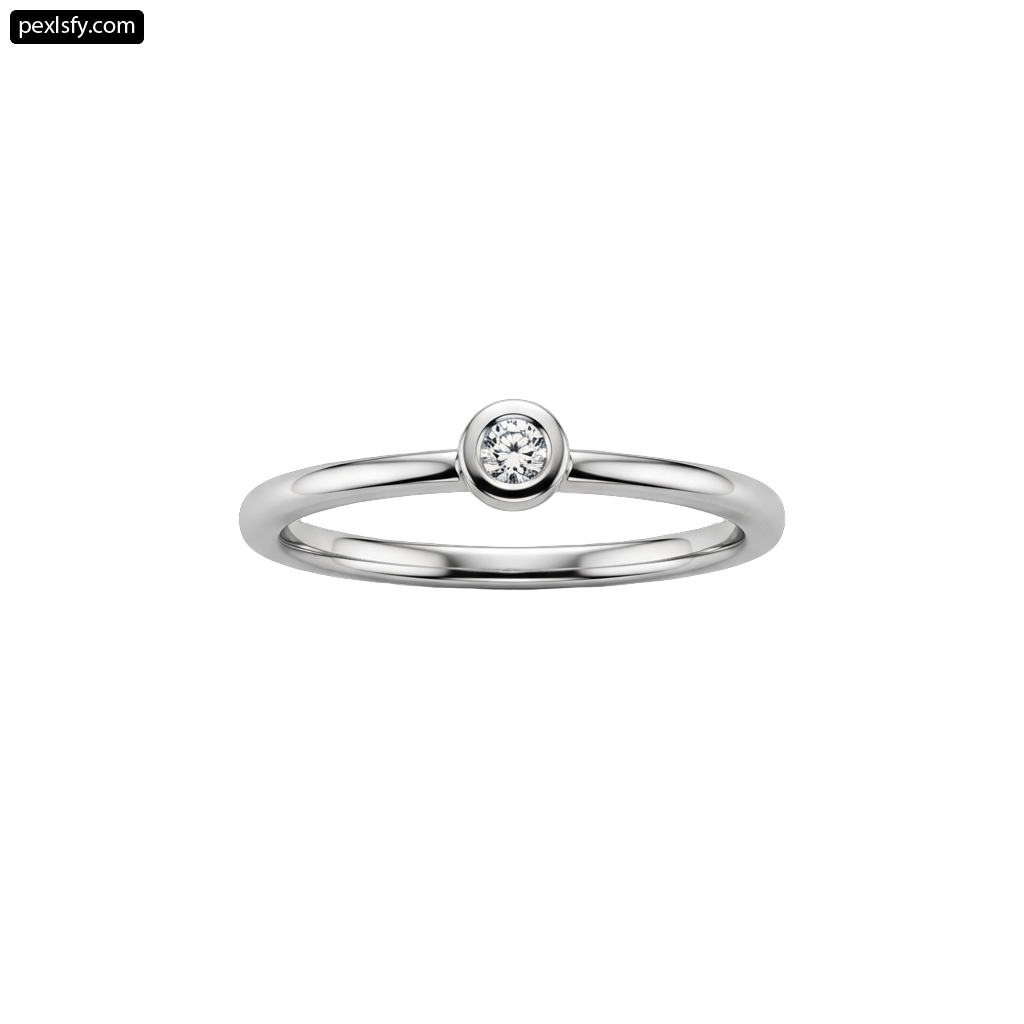 White gold ring with a single diamond png transparent background