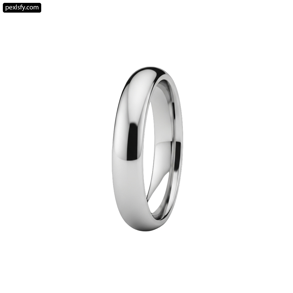 White gold wedding ring on a white background png transparent background
